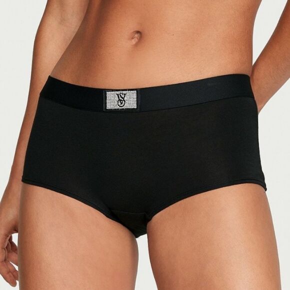 Victorias Secret Bling Rhinestone Logo on waist Shortie Mini Short Panty black - Picture 2 of 6